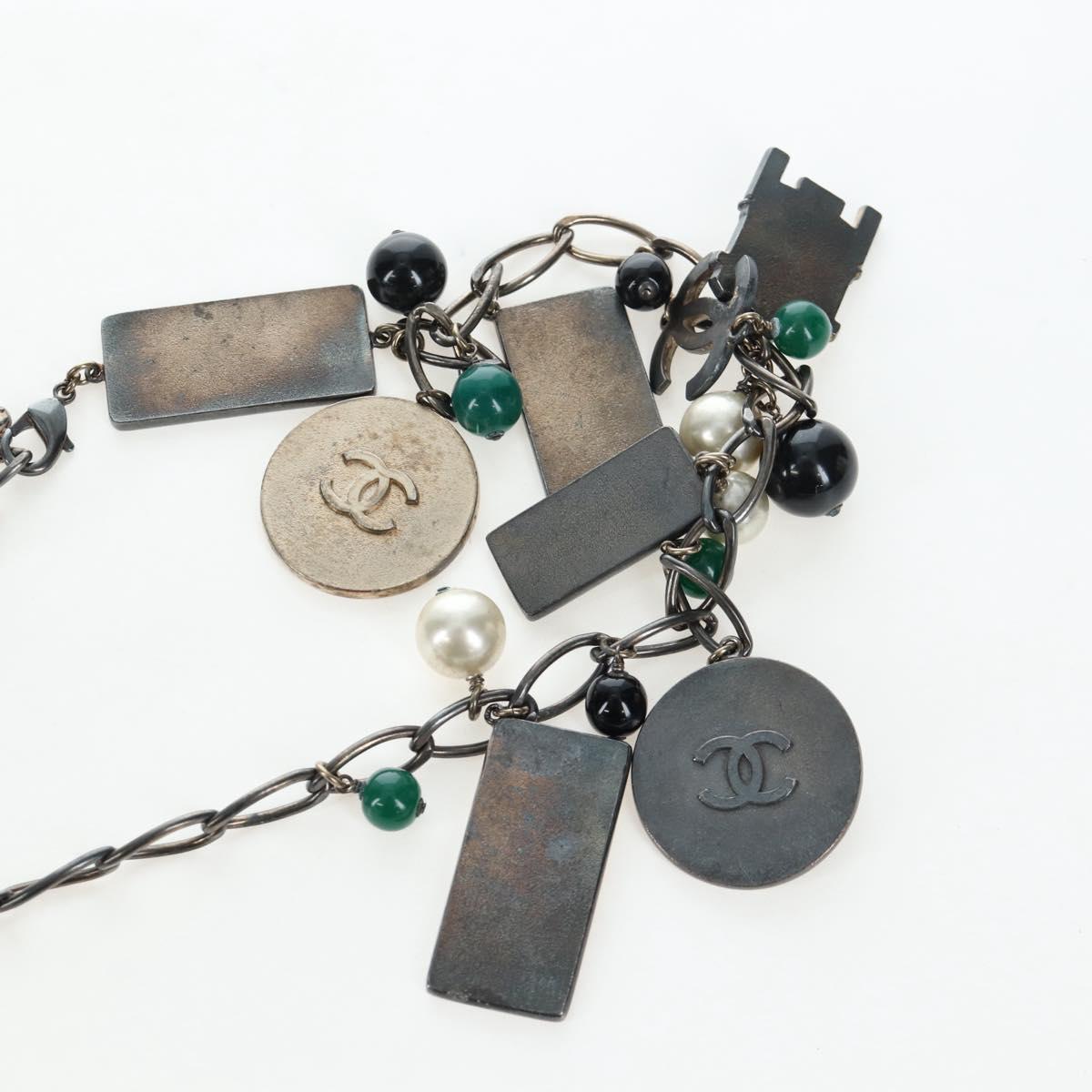 CHANEL Necklace metal Black CC Auth 198872M