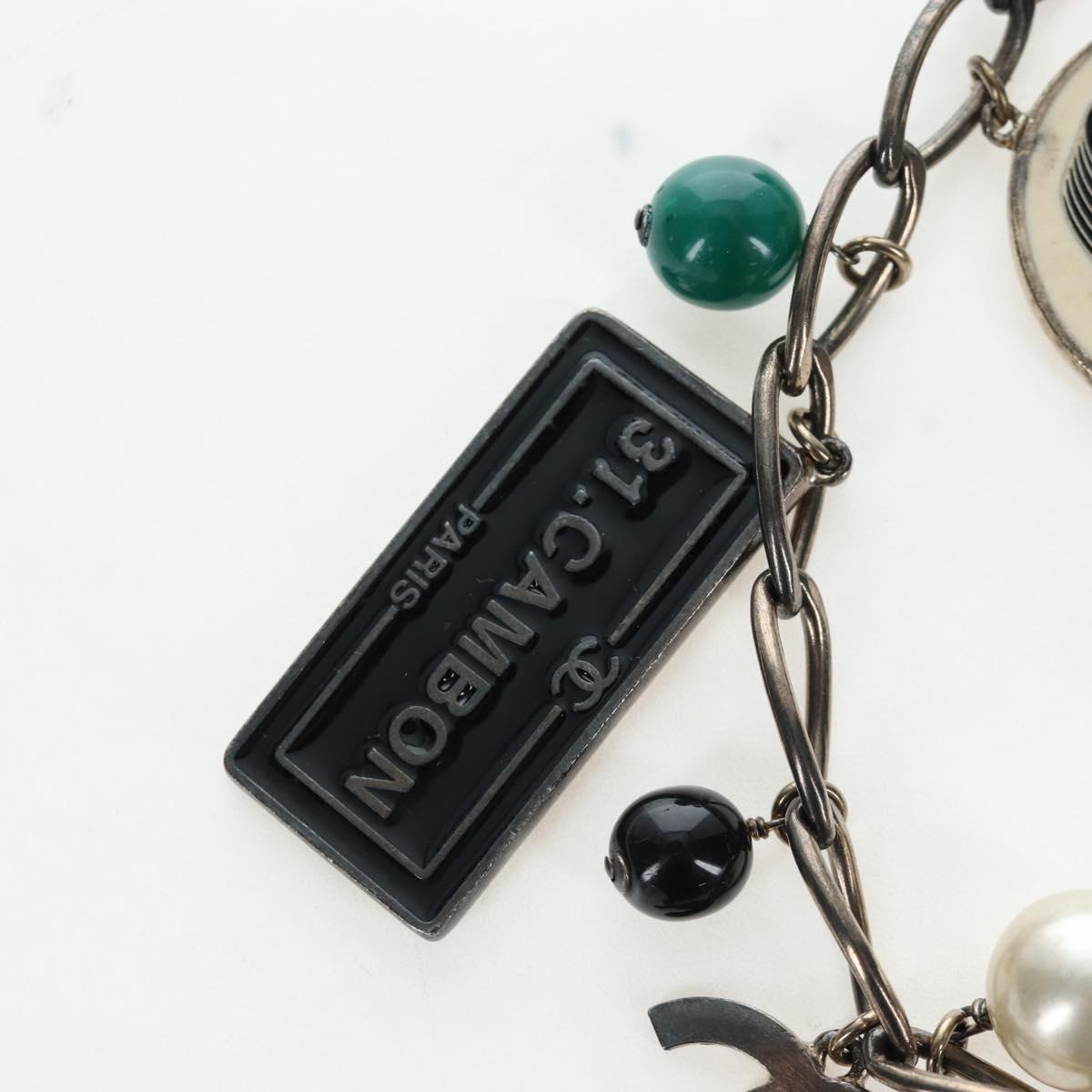 CHANEL Necklace metal Black CC Auth 198872M