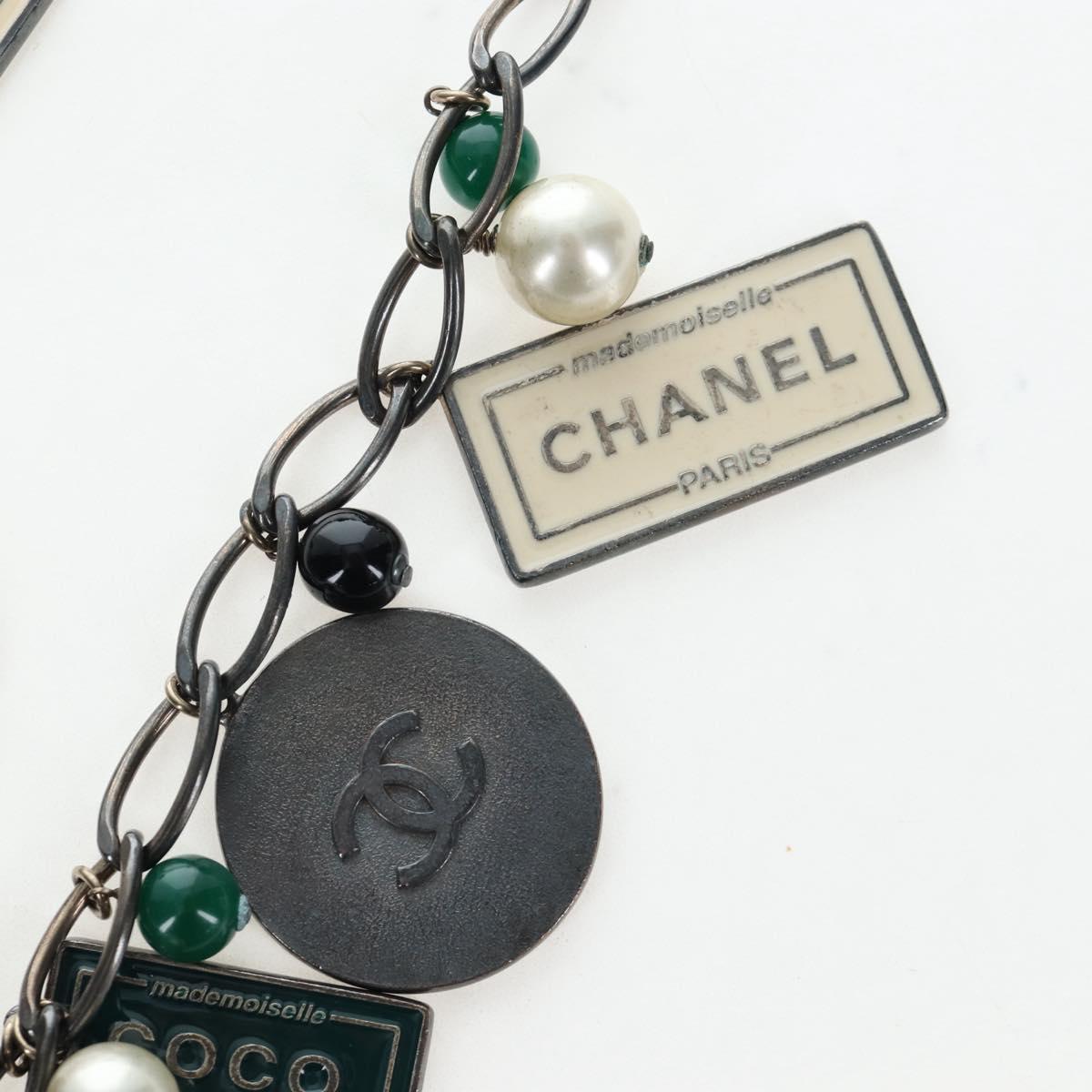 CHANEL Necklace metal Black CC Auth 198872M