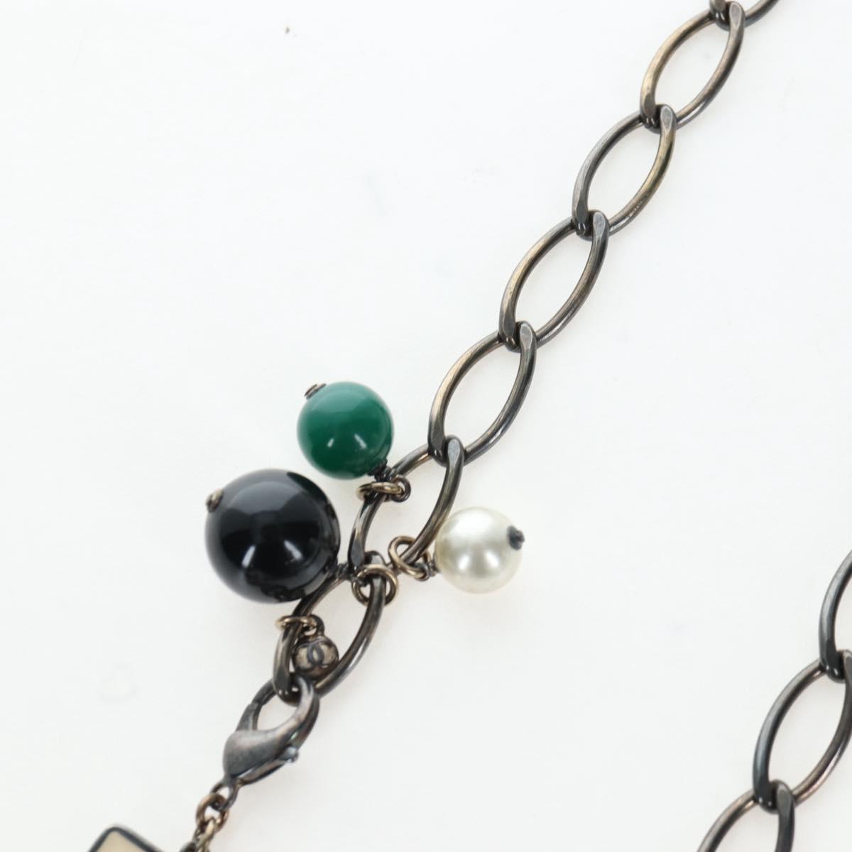 CHANEL Necklace metal Black CC Auth 198872M