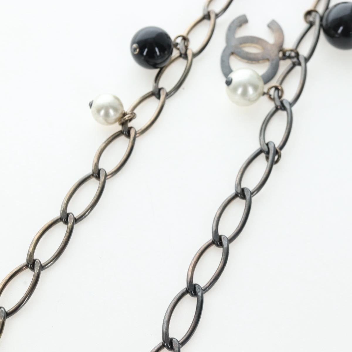 CHANEL Necklace metal Black CC Auth 198872M