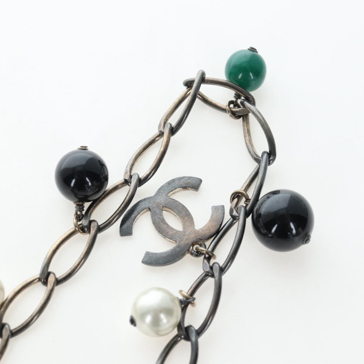 CHANEL Necklace metal Black CC Auth 198872M