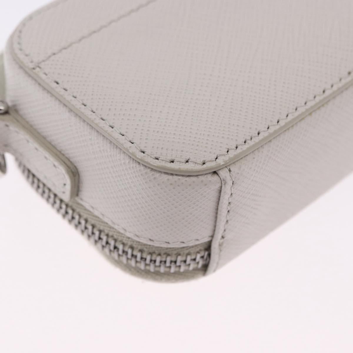 PRADA Shoulder Pouch Saffiano Ivory Silver Auth 198874V