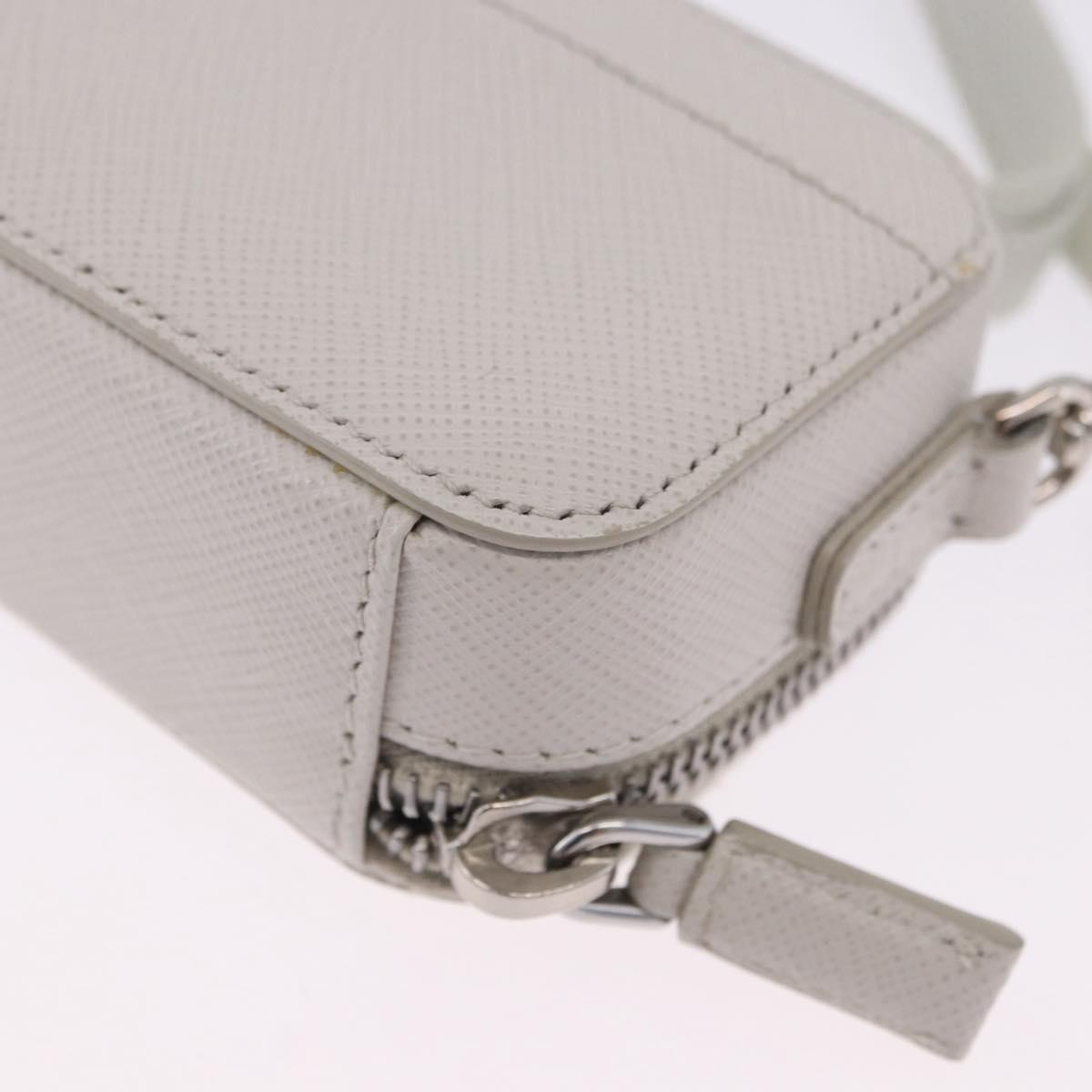 PRADA Shoulder Pouch Saffiano Ivory Silver Auth 198874V