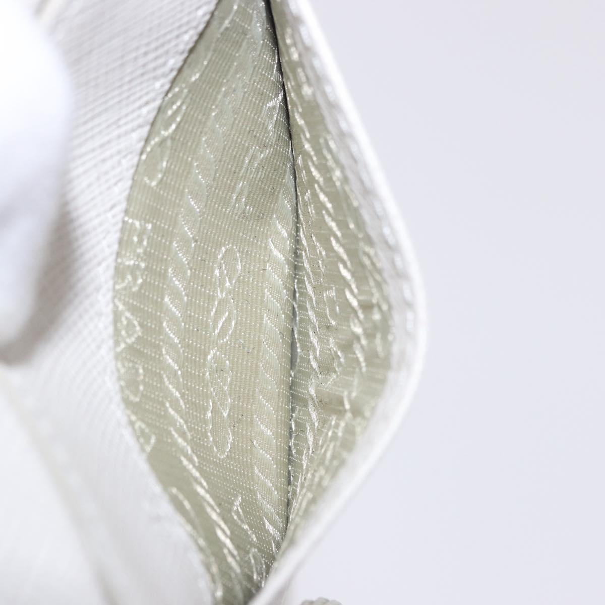 PRADA Shoulder Pouch Saffiano Ivory Silver Auth 198874V