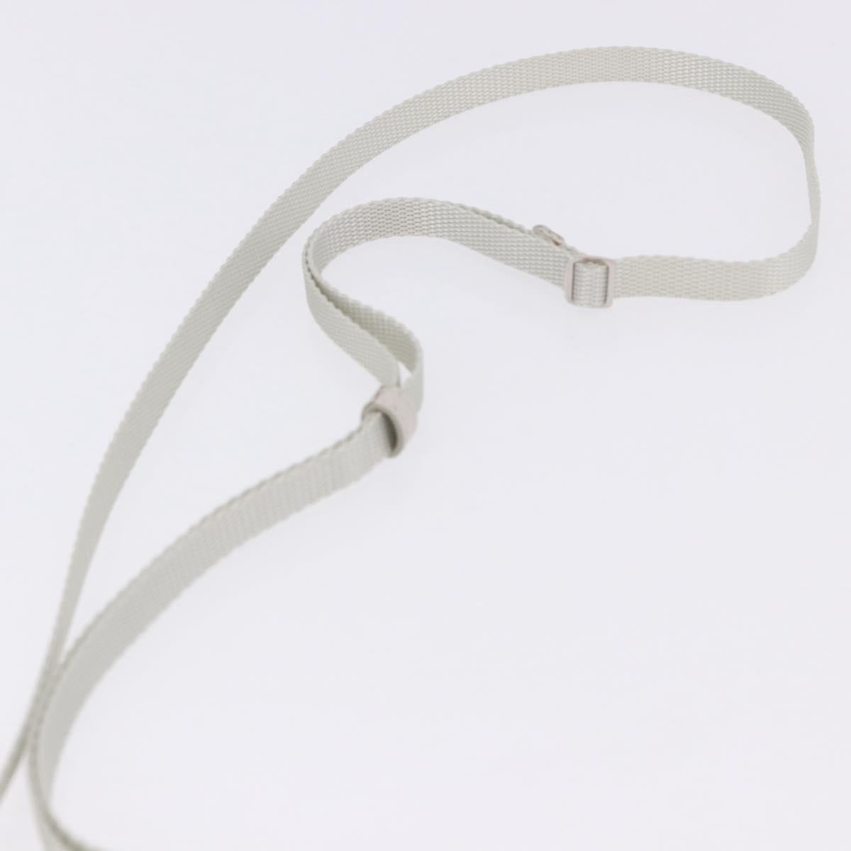 PRADA Shoulder Pouch Saffiano Ivory Silver Auth 198874V