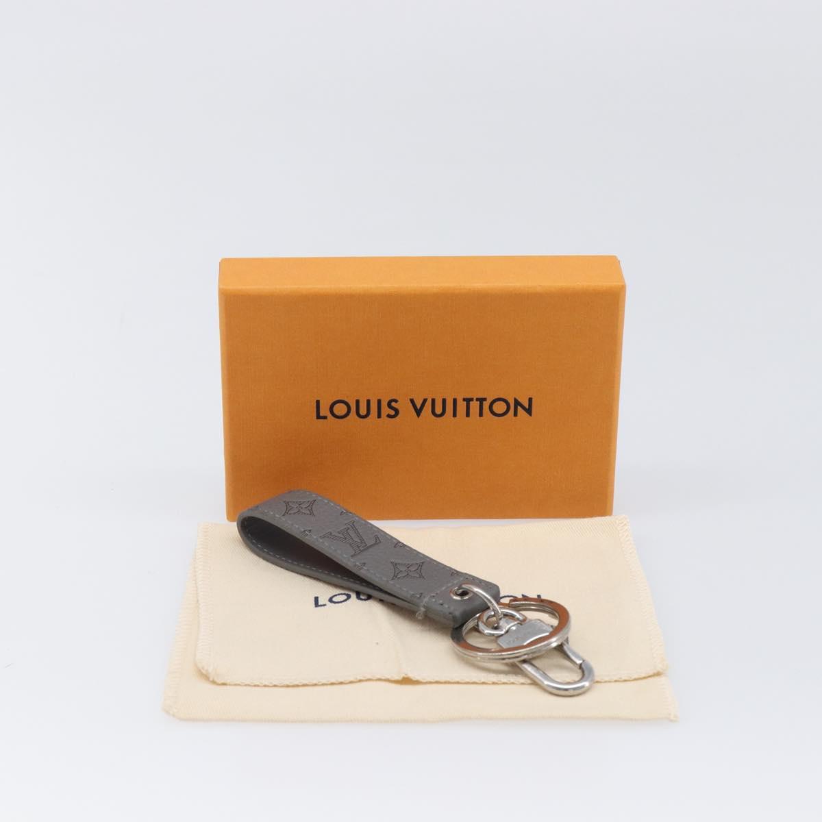 LOUIS VUITTON Monogram Shadow Key Holder Dragonne Gray M82373 LV Auth 198877M