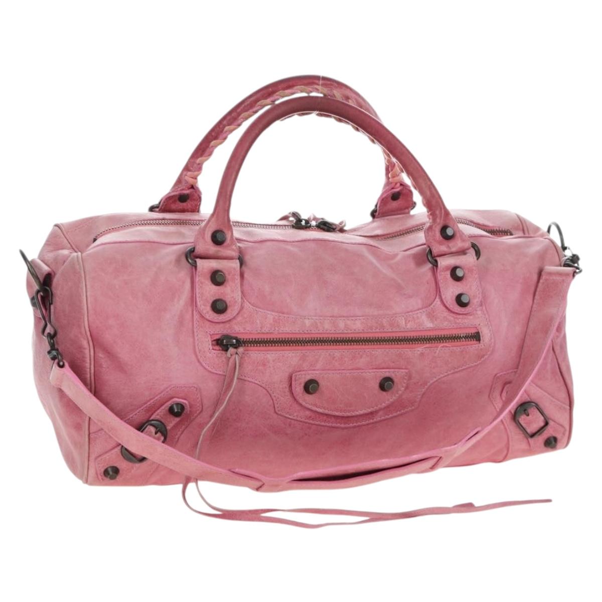 BALENCIAGA Zazigi Hand Bag Leather 2way Pink 128523 Auth 198882V