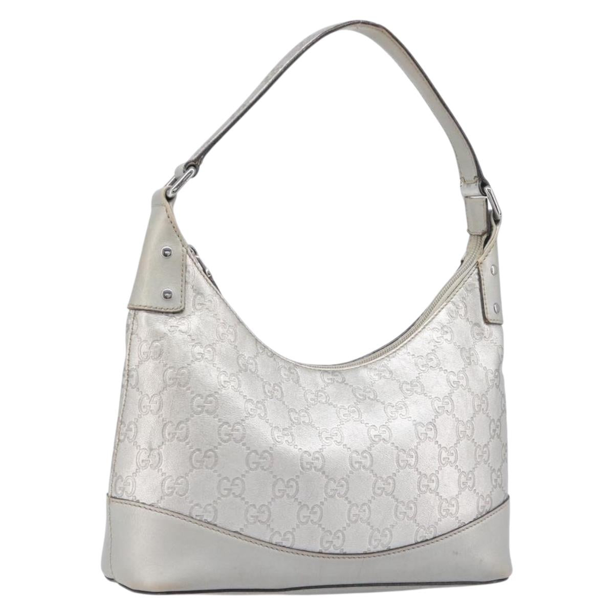 GUCCI GuccissimaGG Shoulder Bag Leather Outlet Silver 249029 Auth 198890A