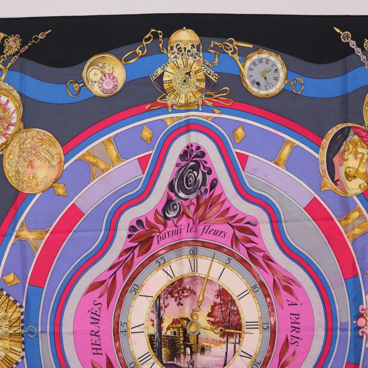 HERMES Carre 90 Scarf Silk Blue Pink Auth 198891
