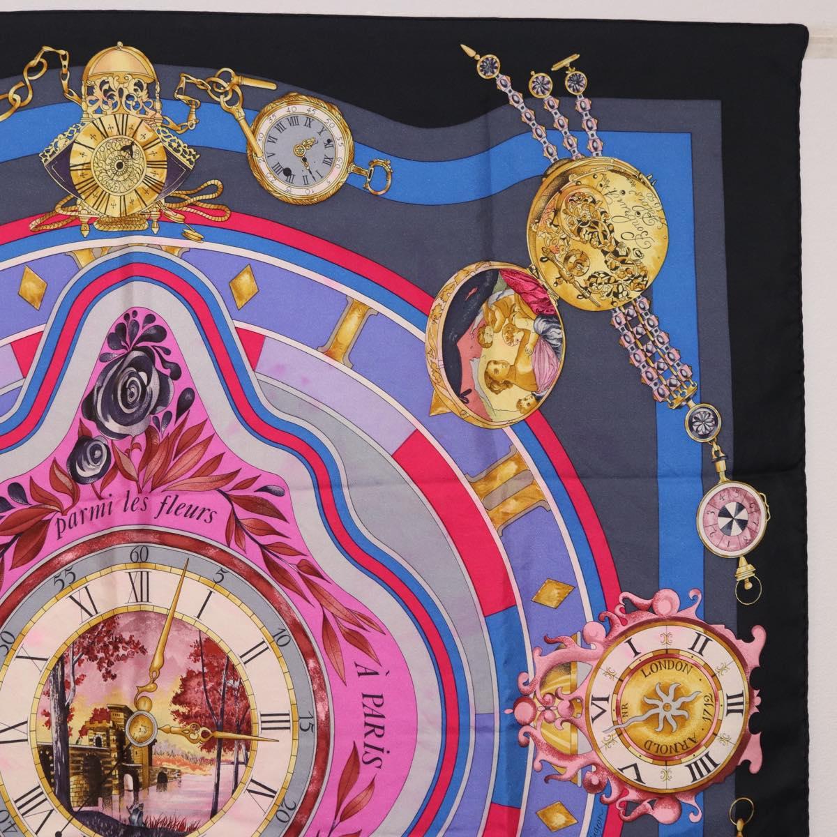 HERMES Carre 90 Scarf Silk Blue Pink Auth 198891