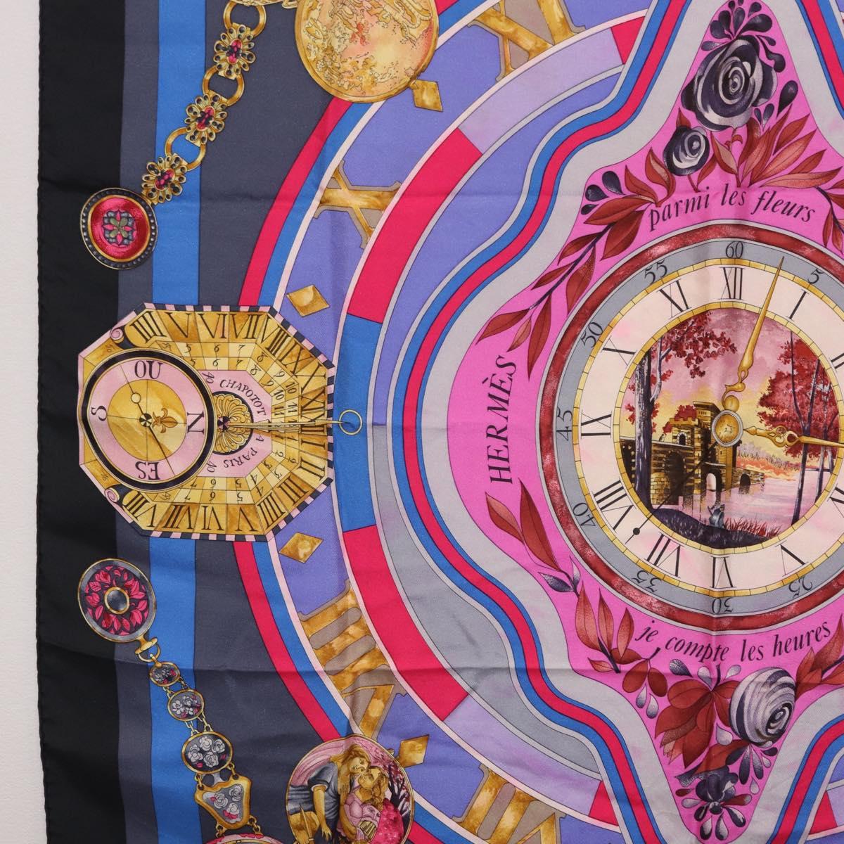 HERMES Carre 90 Scarf Silk Blue Pink Auth 198891