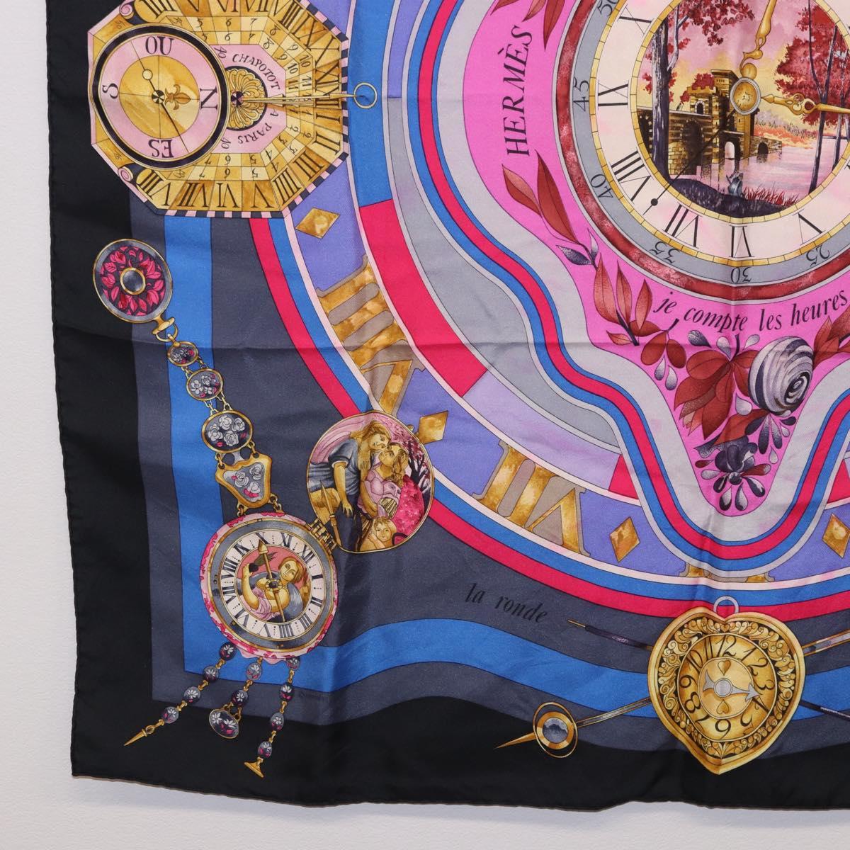 HERMES Carre 90 Scarf Silk Blue Pink Auth 198891