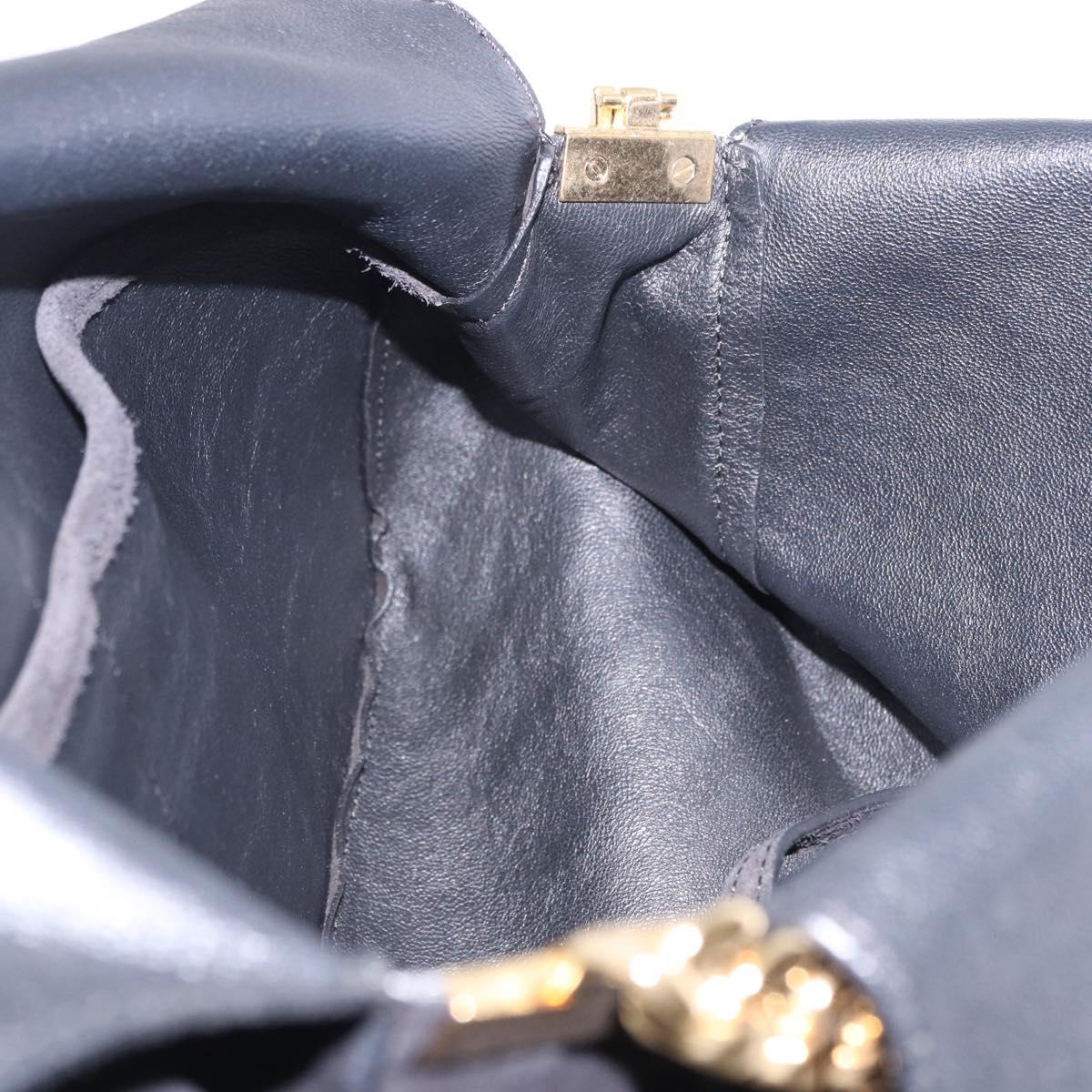 CELINE Chain Shoulder Bag Suede Black Gold Tone Auth 198925A