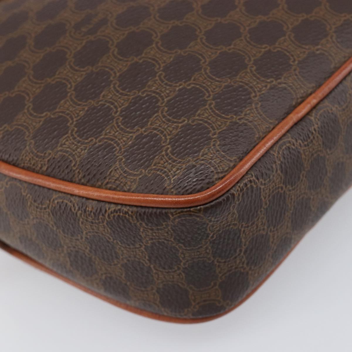 CELINE Macadam Shoulder Bag PVC Leather Brown Gold Tone Auth 198926