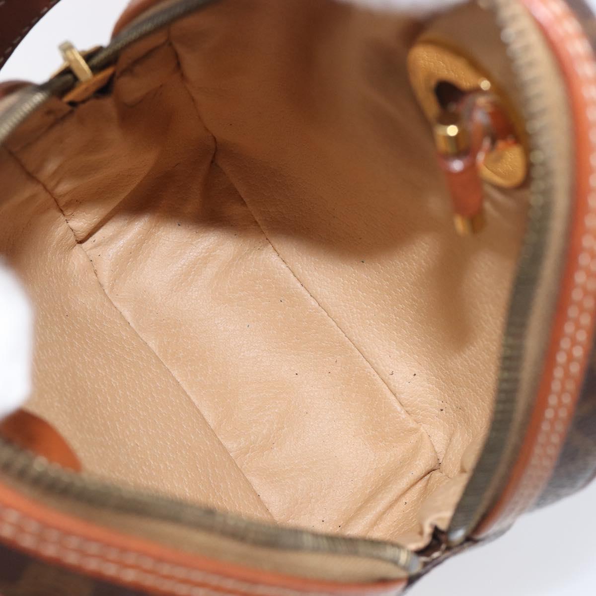 CELINE Macadam Shoulder Bag PVC Leather Brown Gold Tone Auth 198926
