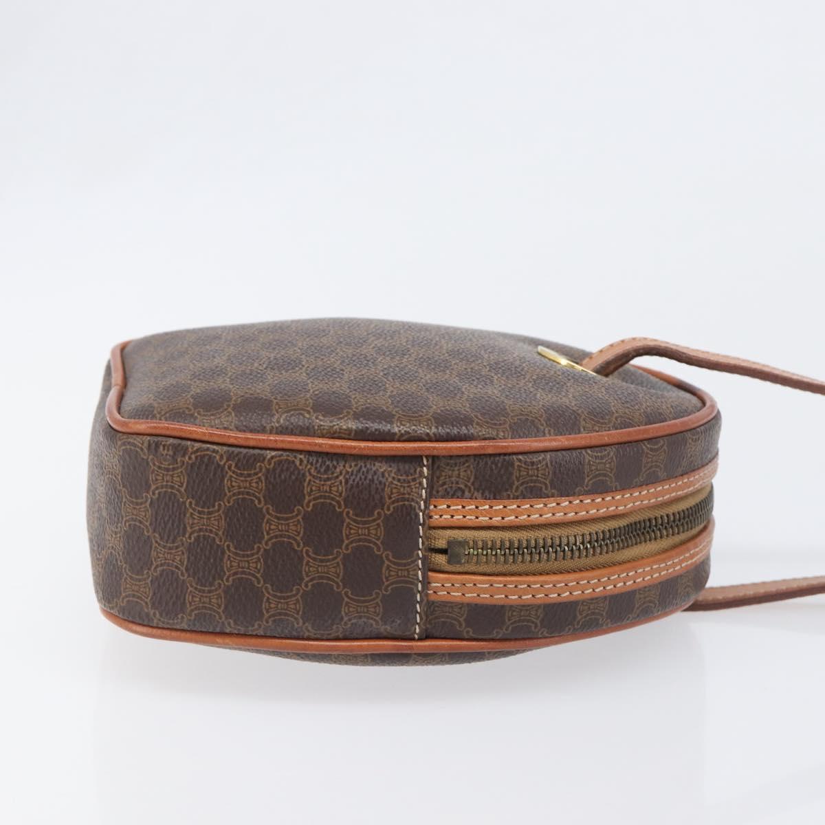 CELINE Macadam Shoulder Bag PVC Leather Brown Gold Tone Auth 198926