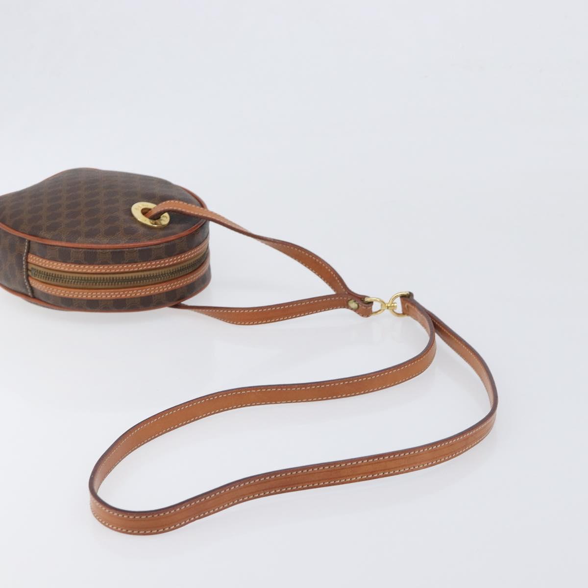 CELINE Macadam Shoulder Bag PVC Leather Brown Gold Tone Auth 198926