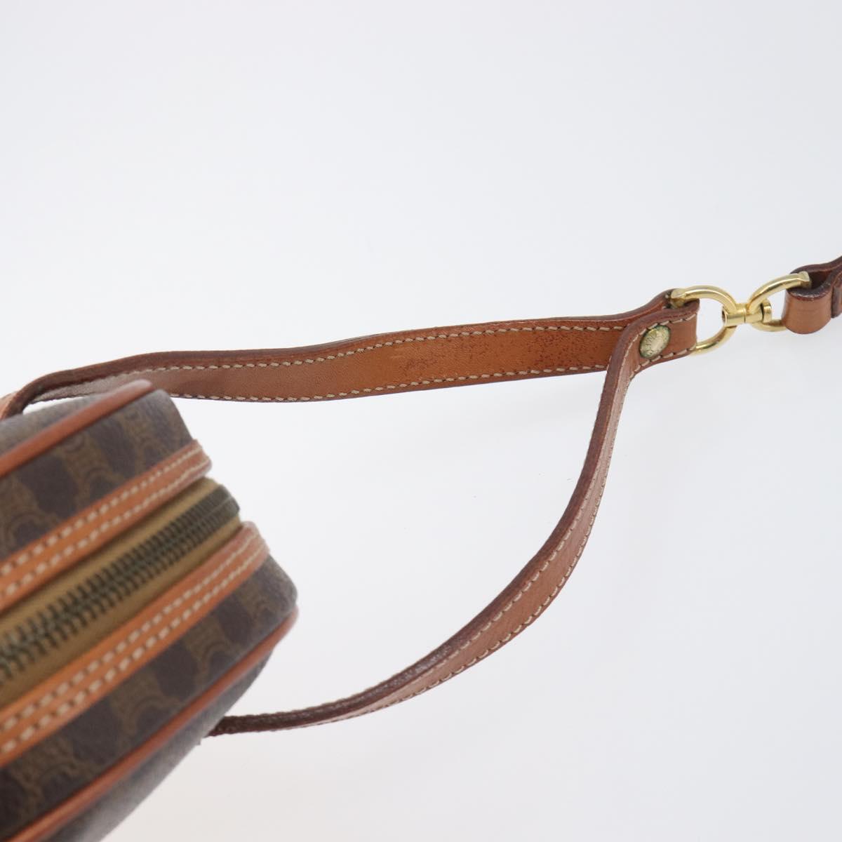 CELINE Macadam Shoulder Bag PVC Leather Brown Gold Tone Auth 198926
