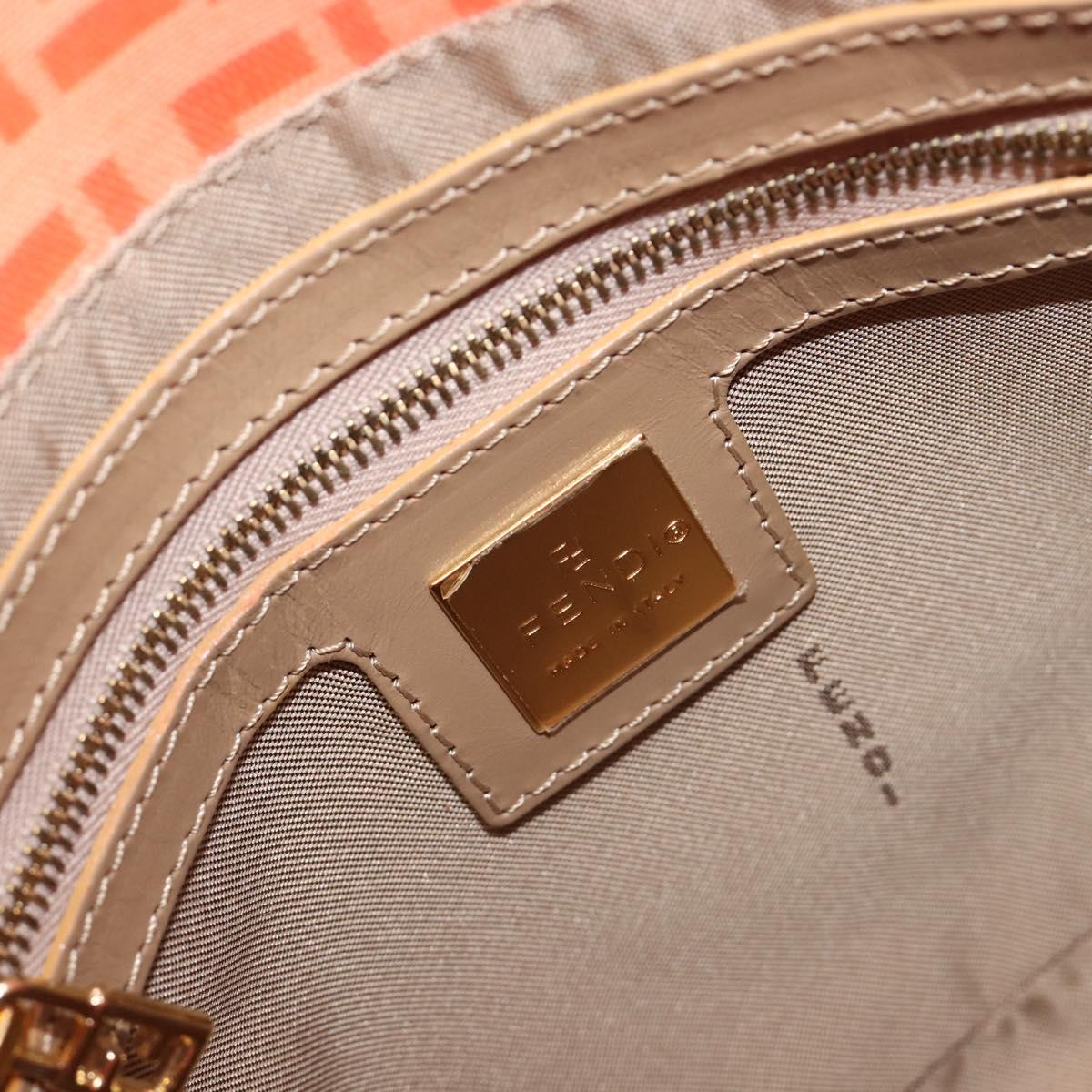 FENDI Zucchino Mamma Baguette Hand Bag Patent Orange Gold Tone Auth 198931