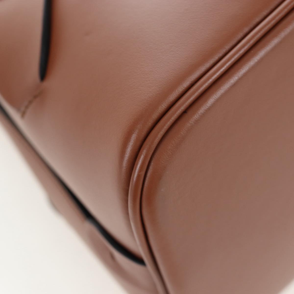 PRADA Vitello Intrecciato Shoulder Bag Leather Brown Silver Auth 198942M