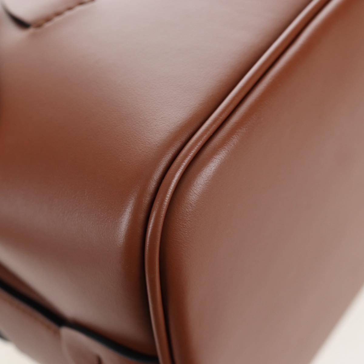 PRADA Vitello Intrecciato Shoulder Bag Leather Brown Silver Auth 198942M