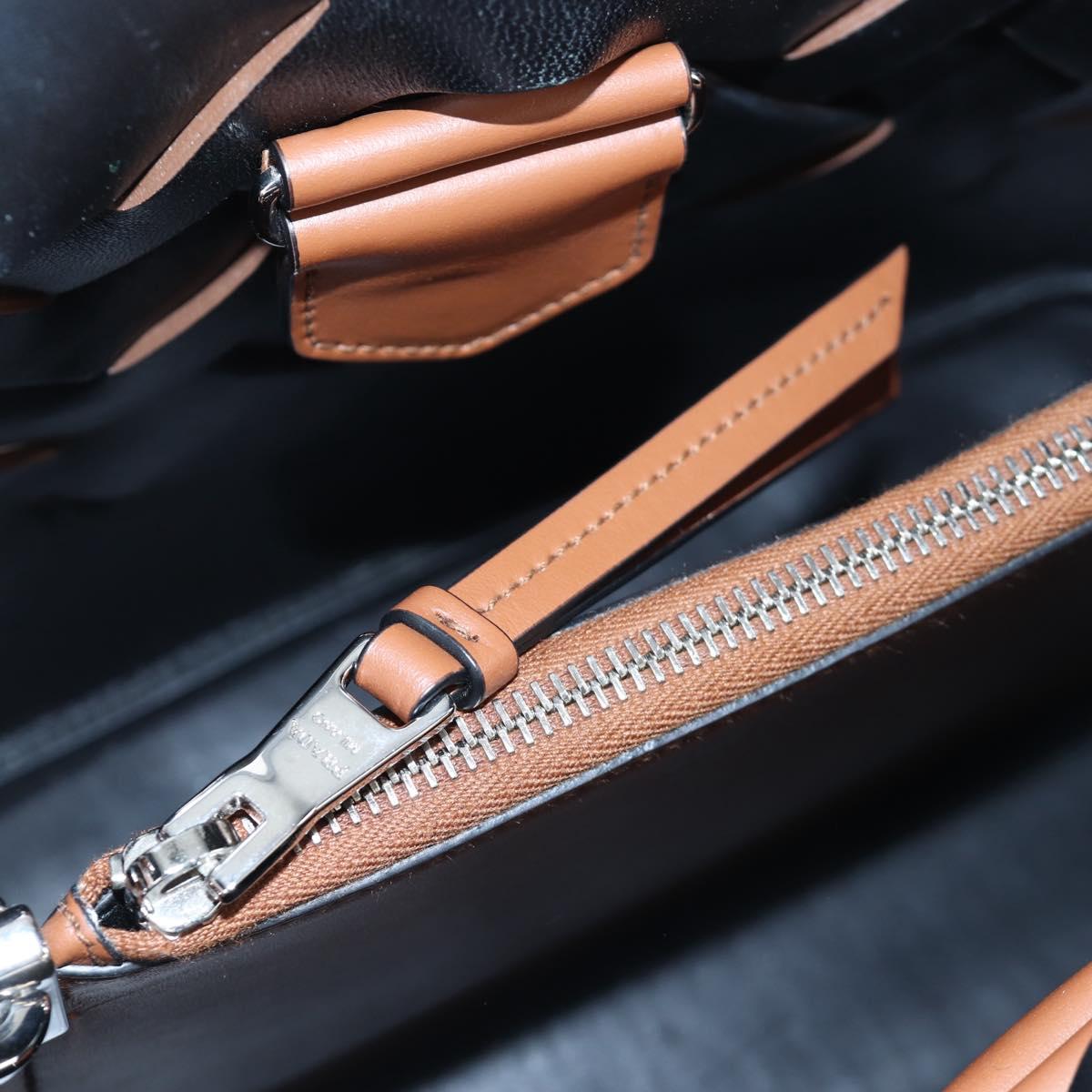 PRADA Vitello Intrecciato Shoulder Bag Leather Brown Silver Auth 198942M