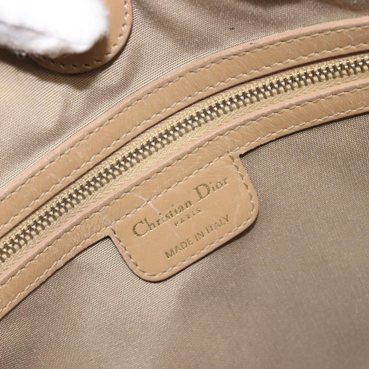 Christian Dior Lady Dior Canage Tote Bag Canvas Beige Gold Tone Auth 198943
