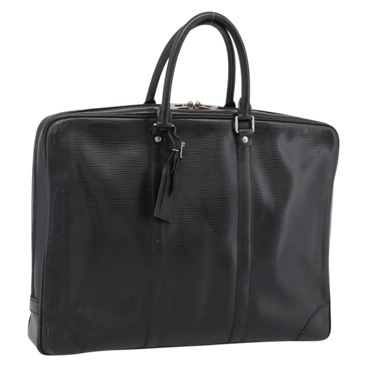 LOUIS VUITTON Epi Porte Documents Voyage Business Bag Black M54472 Auth 198948