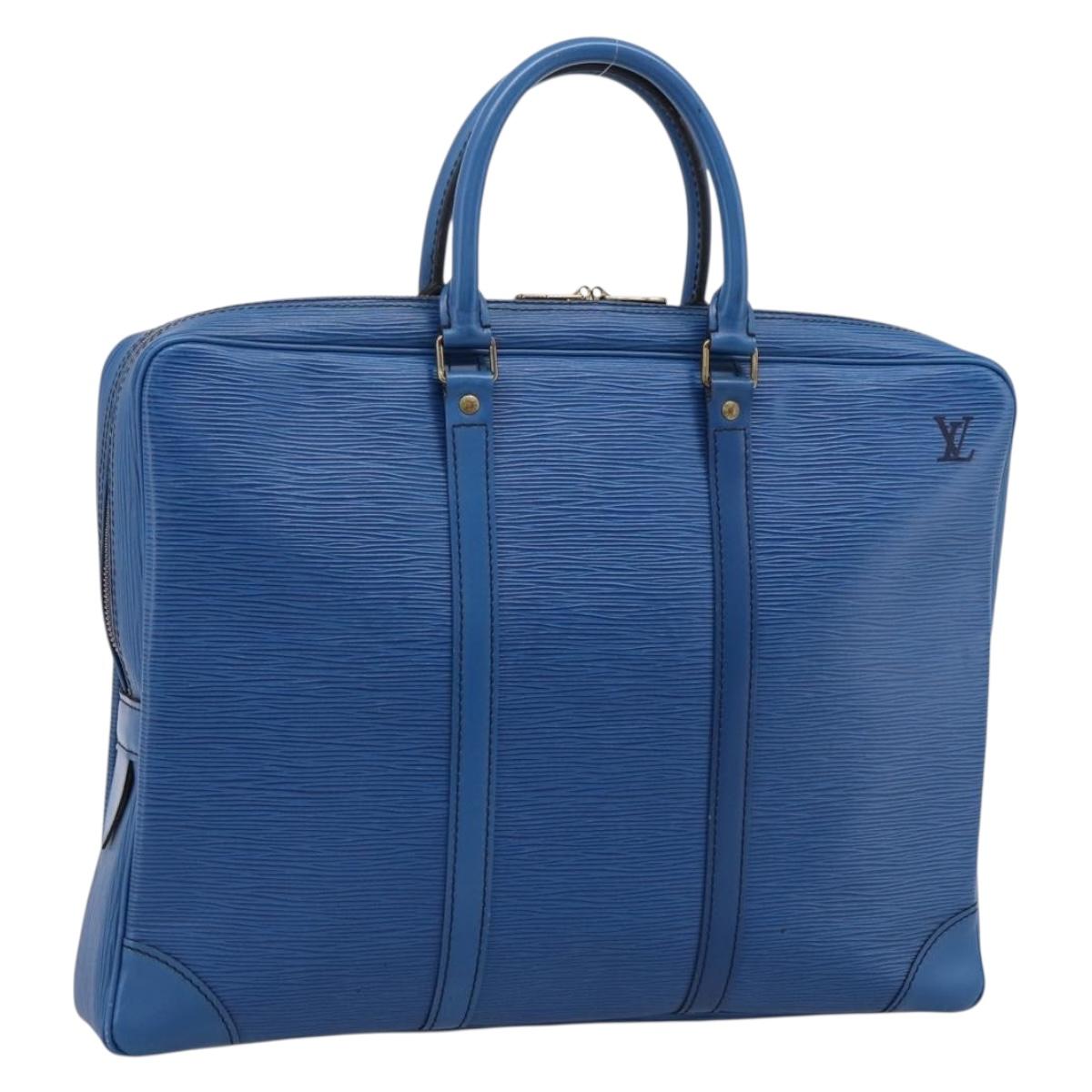 LOUIS VUITTON Epi Porte Documents Voyage Business Bag Blue M54475 LV Auth 198949