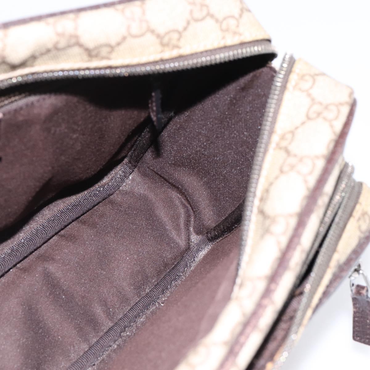 GUCCI GG Supreme Shoulder Bag PVC Leather Beige Silver 114531 Auth 198958