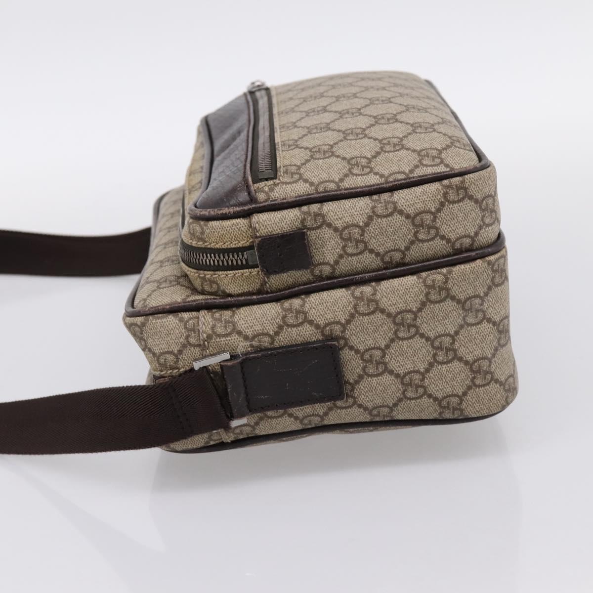 GUCCI GG Supreme Shoulder Bag PVC Leather Beige Silver 114531 Auth 198958