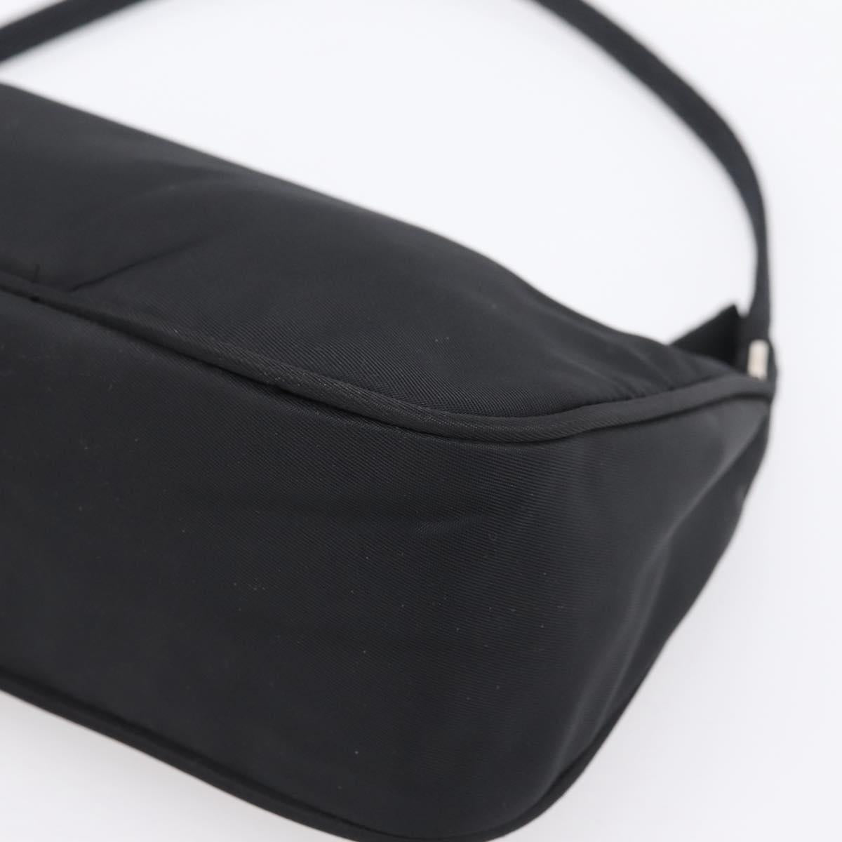 PRADA Accessory Pouch Nylon Black Silver Auth 198964