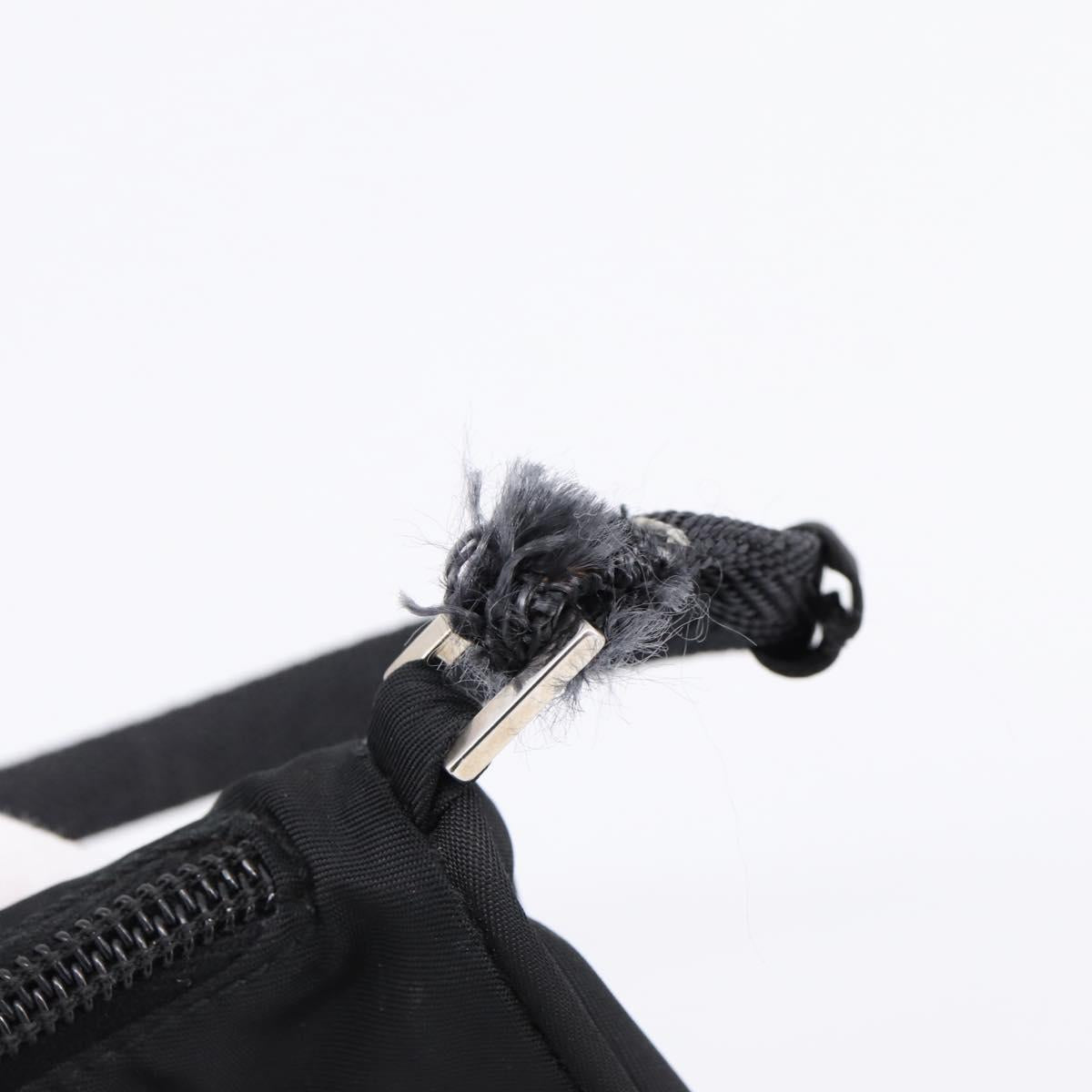PRADA Accessory Pouch Nylon Black Silver Auth 198964