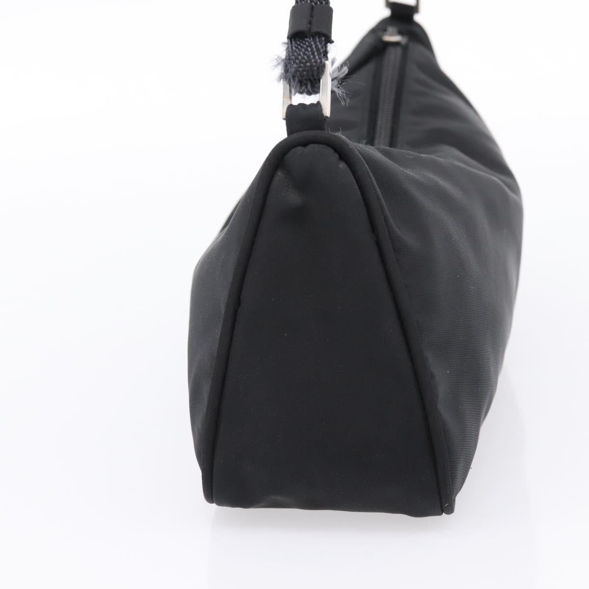 PRADA Accessory Pouch Nylon Black Silver Auth 198964