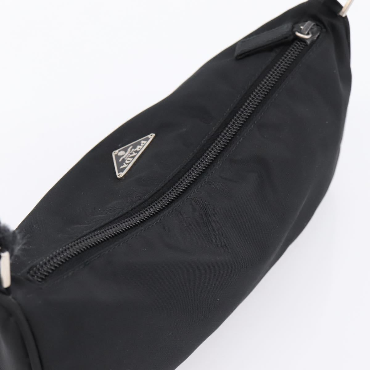 PRADA Accessory Pouch Nylon Black Silver Auth 198964