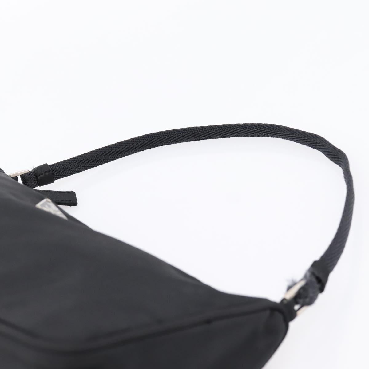 PRADA Accessory Pouch Nylon Black Silver Auth 198964