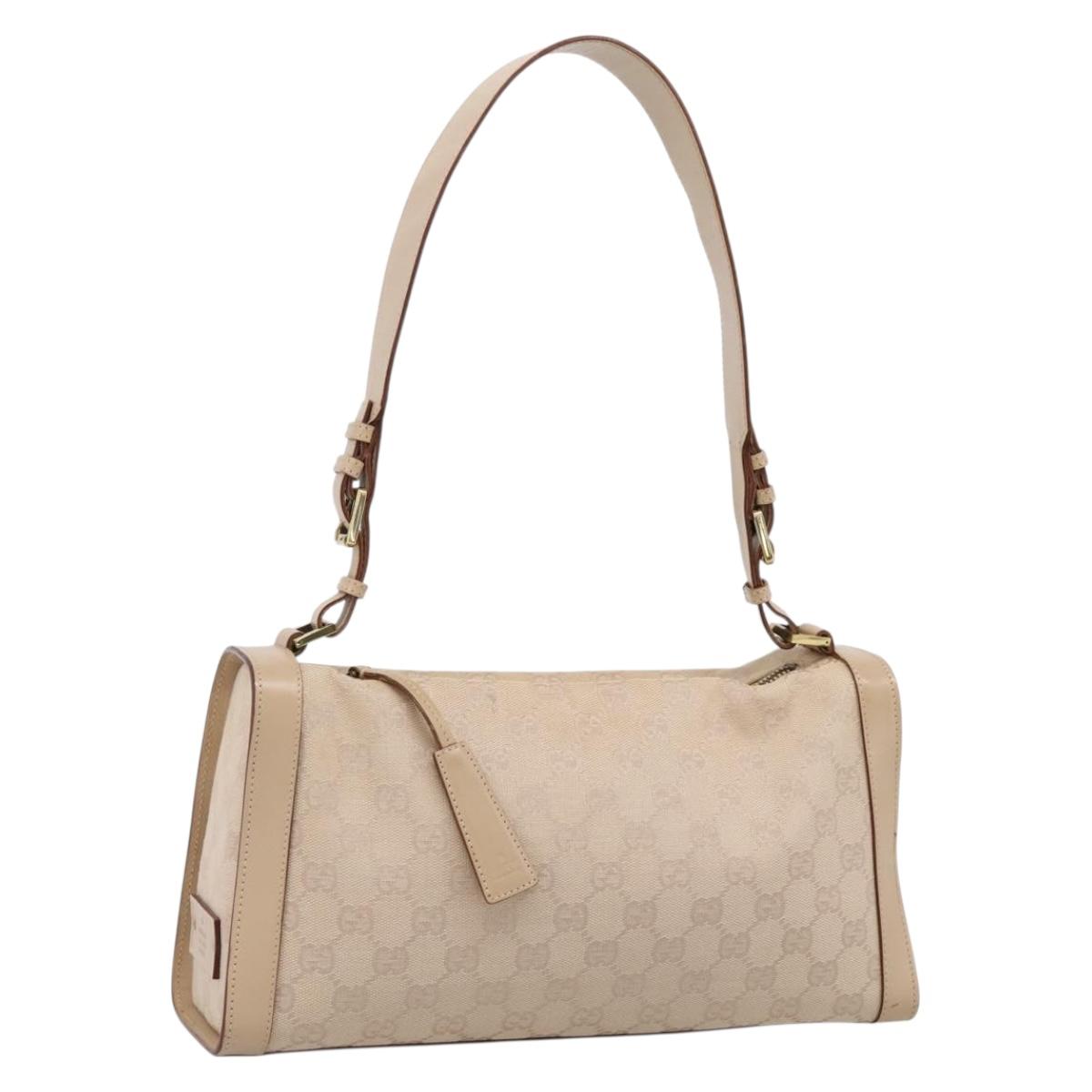 GUCCI GG Canvas Shoulder Bag Beige Gold Tone 92706 Auth 198965A