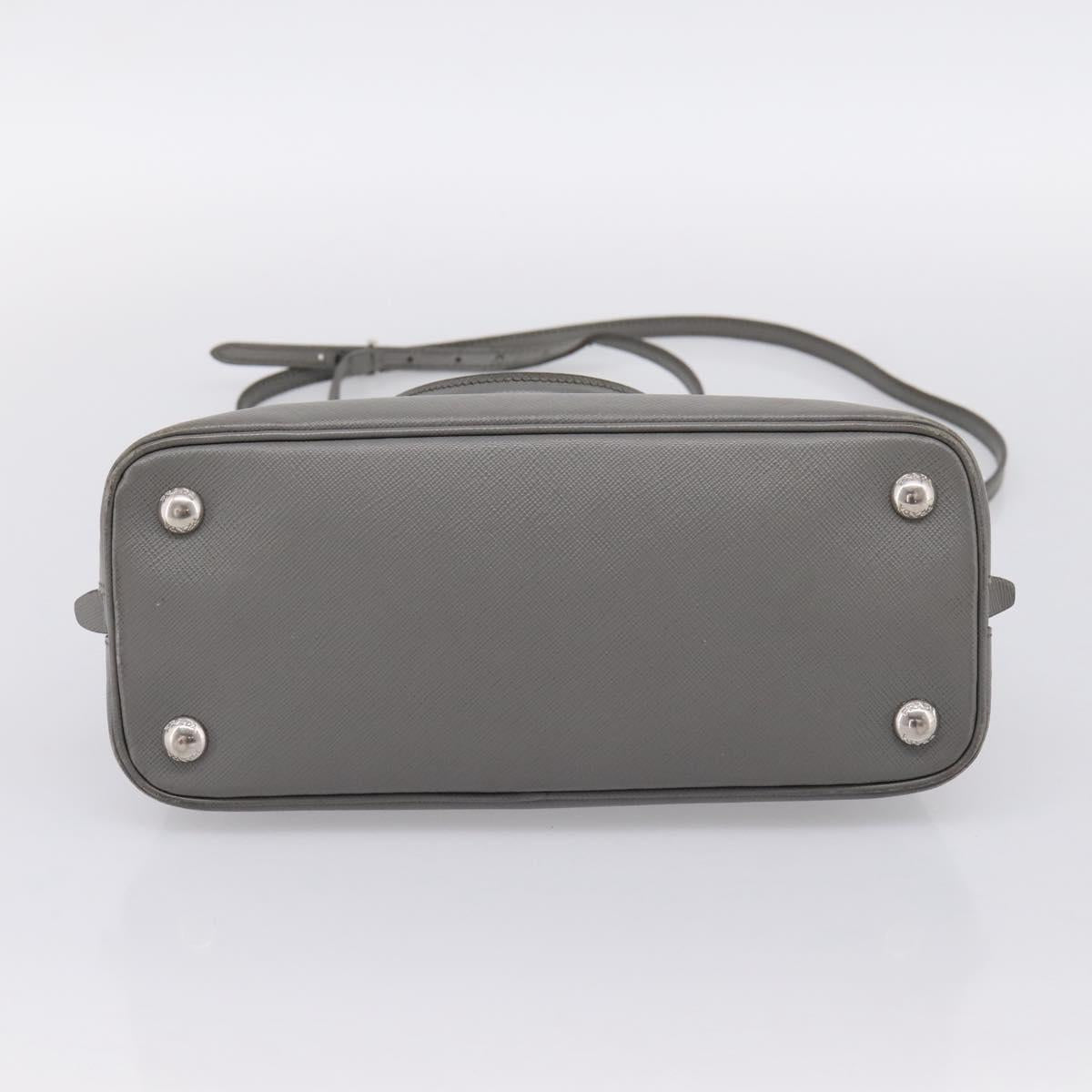 PRADA Hand Bag Saffiano 2way Gray Silver Auth 198967A