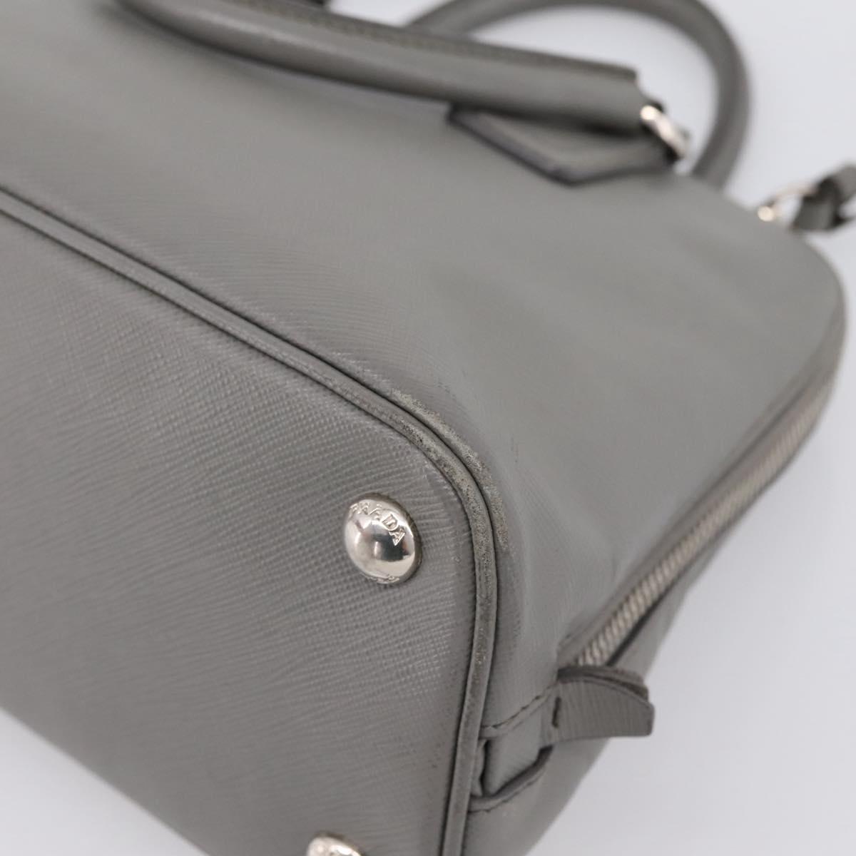 PRADA Hand Bag Saffiano 2way Gray Silver Auth 198967A