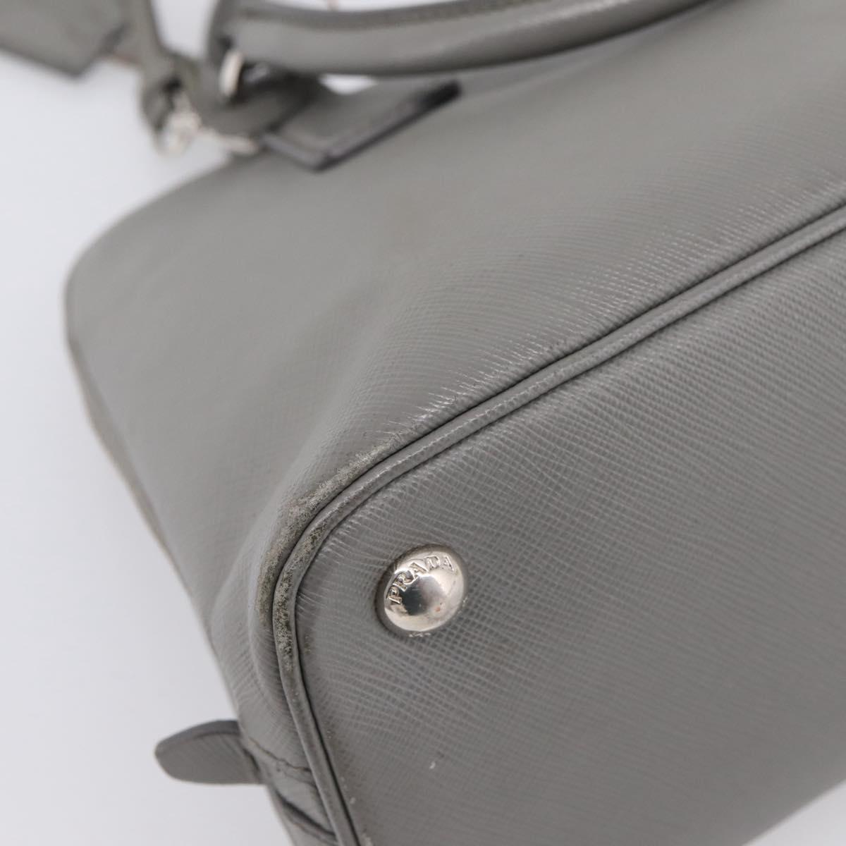 PRADA Hand Bag Saffiano 2way Gray Silver Auth 198967A