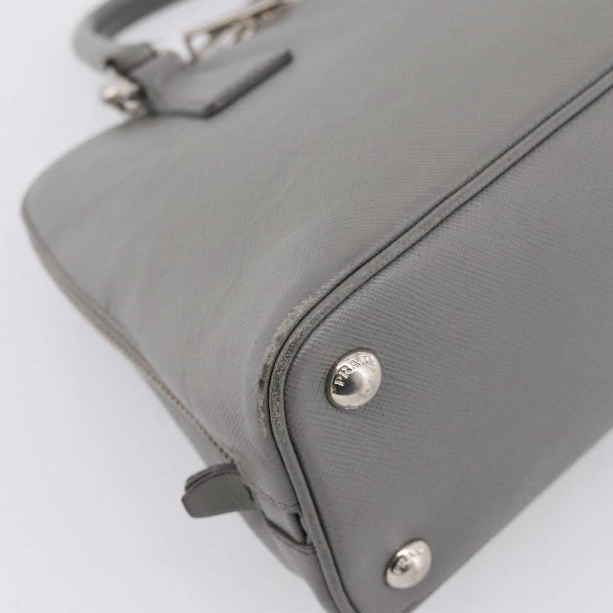 PRADA Hand Bag Saffiano 2way Gray Silver Auth 198967A