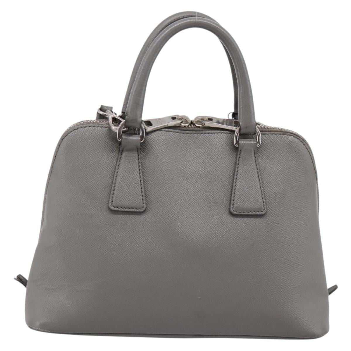 PRADA Hand Bag Saffiano 2way Gray Silver Auth 198967A