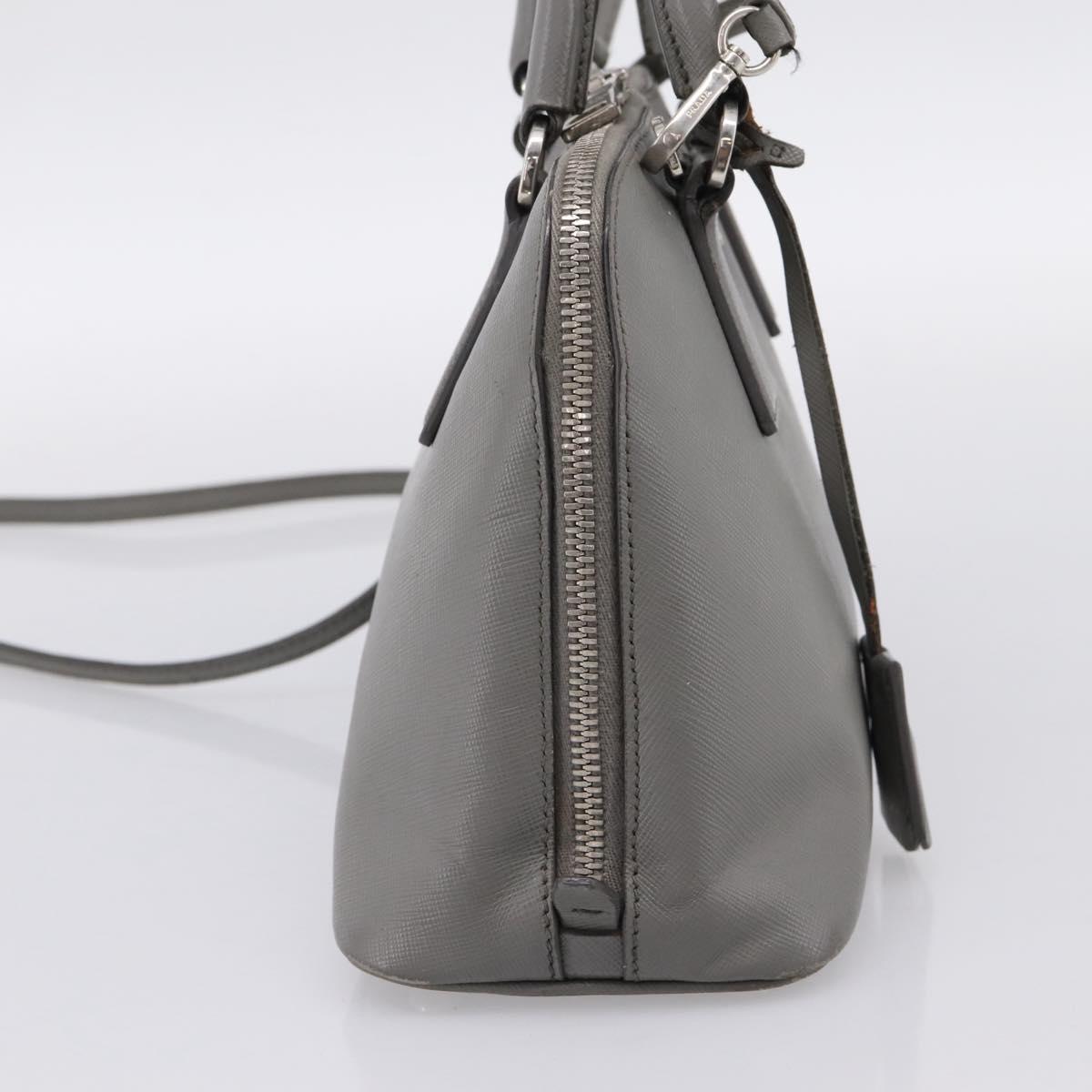 PRADA Hand Bag Saffiano 2way Gray Silver Auth 198967A