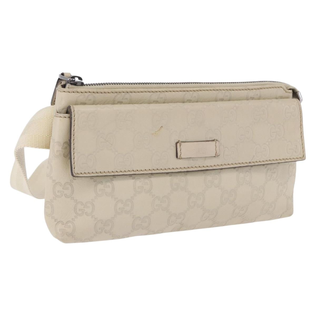 GUCCI GuccissimaGG Body Bag Leather Ivory Silver 162916 Auth 198969