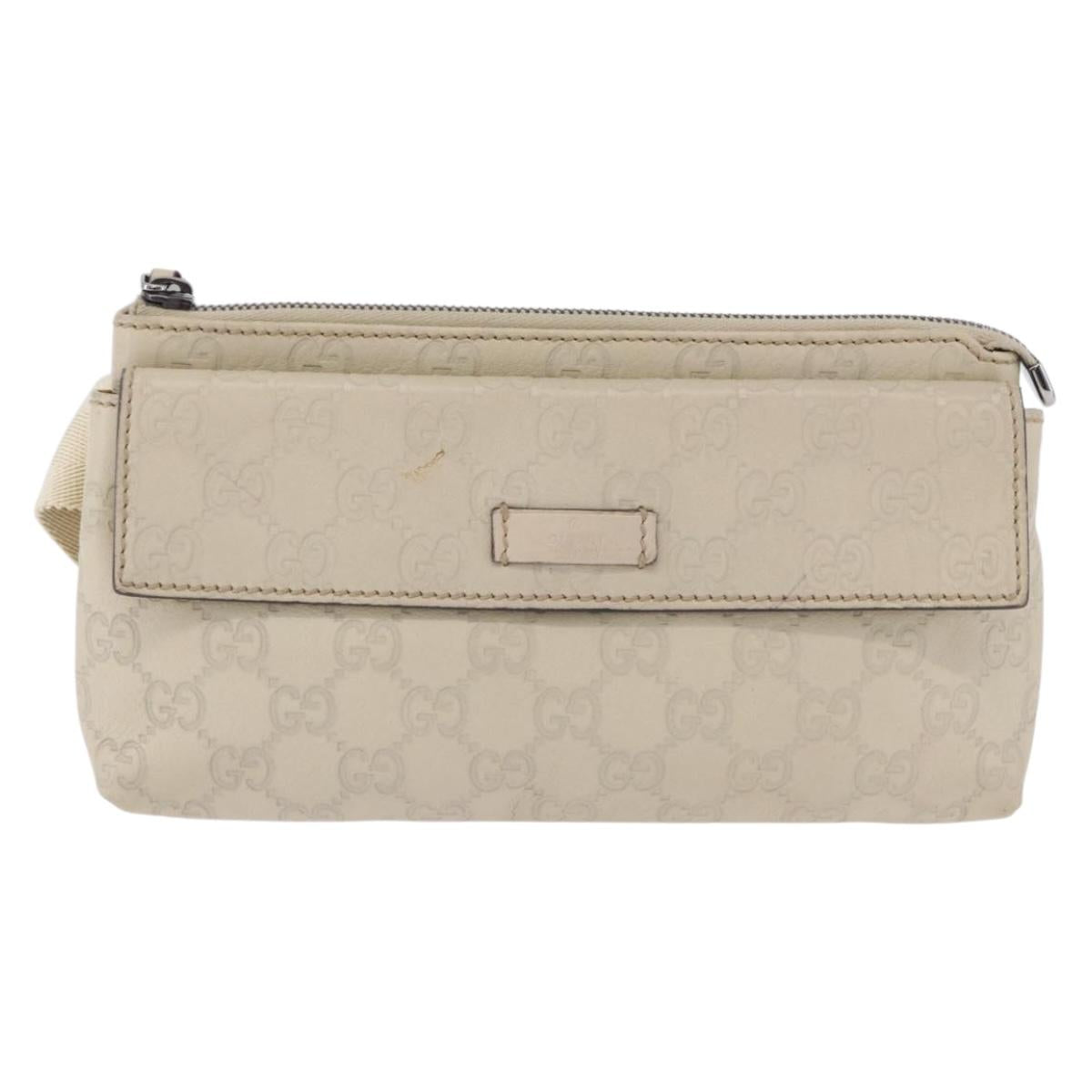 GUCCI GuccissimaGG Body Bag Leather Ivory Silver 162916 Auth 198969