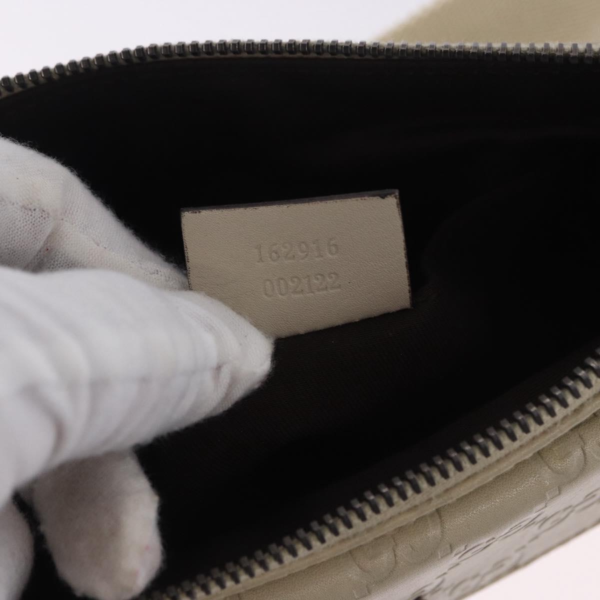 GUCCI GuccissimaGG Body Bag Leather Ivory Silver 162916 Auth 198969