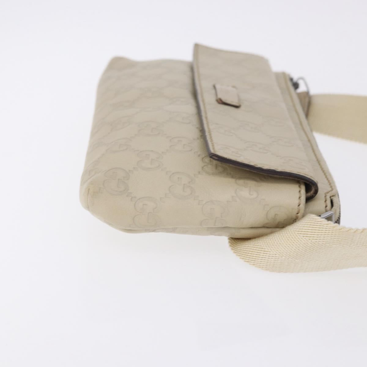 GUCCI GuccissimaGG Body Bag Leather Ivory Silver 162916 Auth 198969