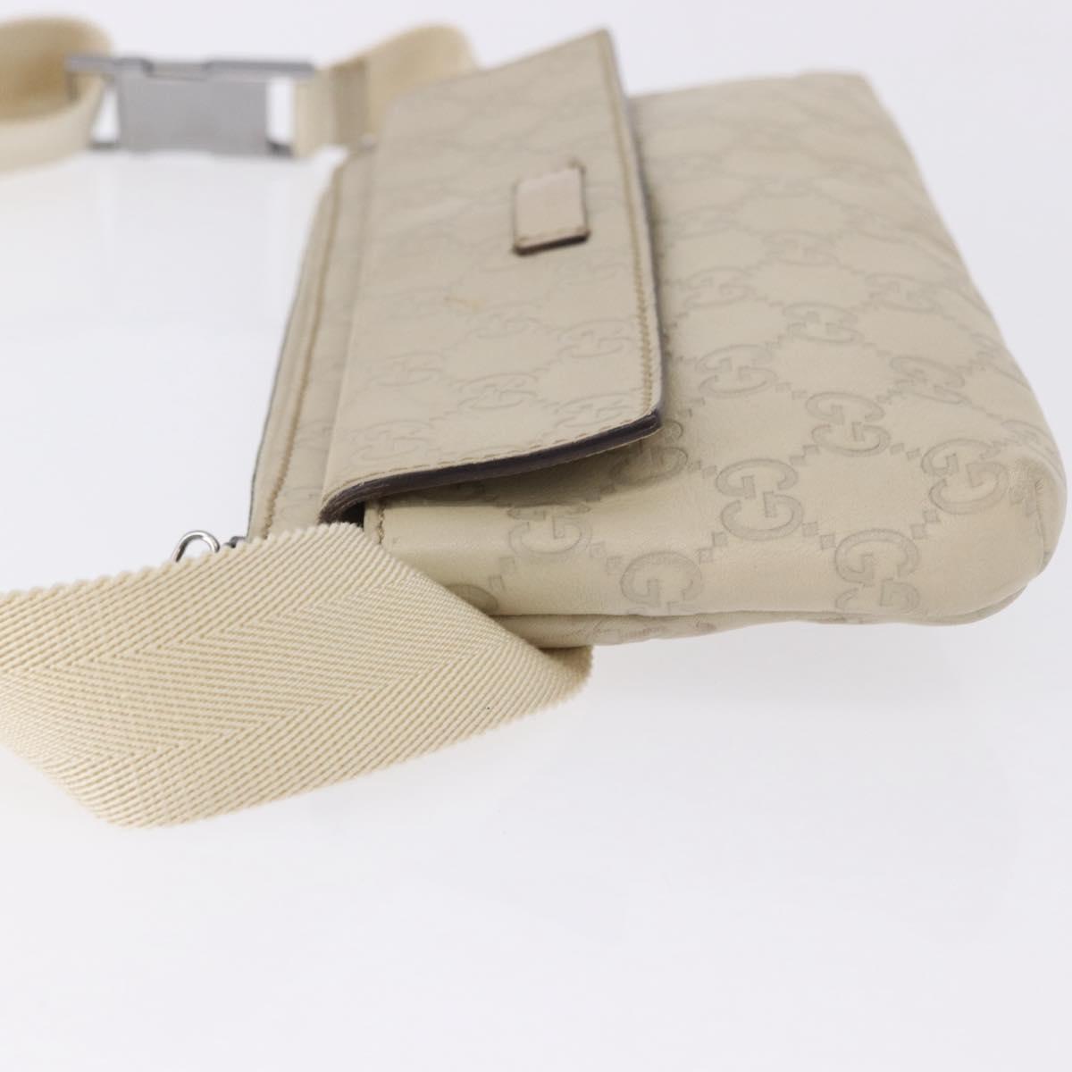 GUCCI GuccissimaGG Body Bag Leather Ivory Silver 162916 Auth 198969