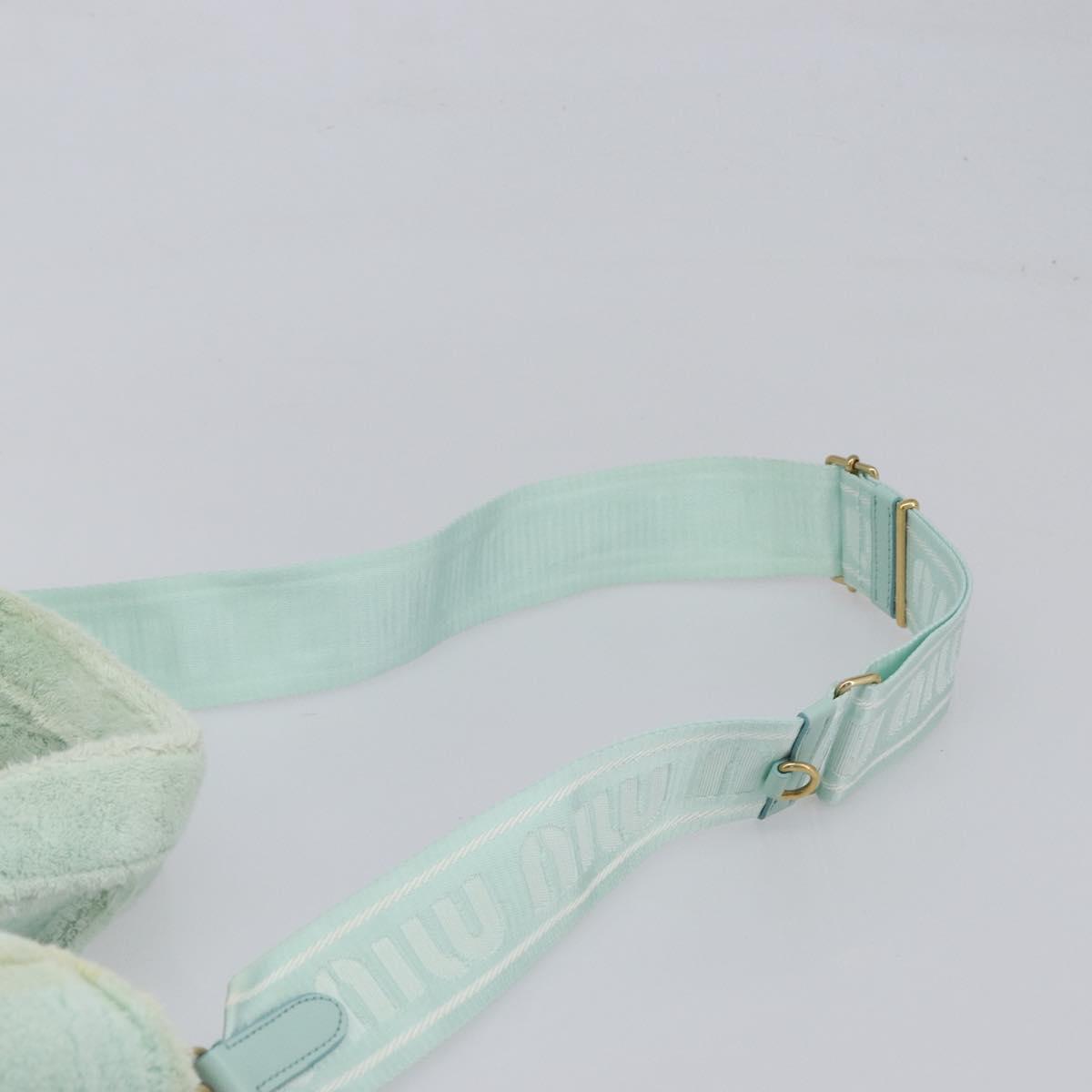 Miu Miu Terry Cloth Tote Bag Pile Light Blue Gold Tone Auth 198970